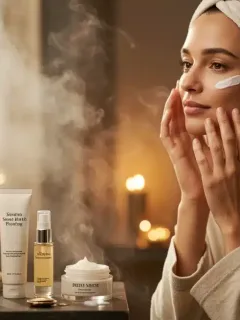 Woman applying moisturizer for winter skincare layering in the US