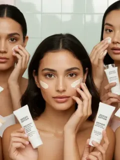 Women applying different primers for various skin types, achieving a flawless base