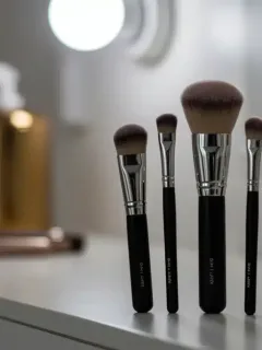Collection of five essential makeup brushes for a flawless beauty routine in 2026