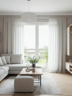 Professional staged small living room with space-maximizing furniture arrangement