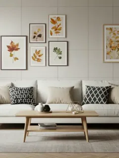 Modern living room with modular seasonal decor system
