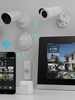 Complete smart home security system with control panel, cameras and sensors