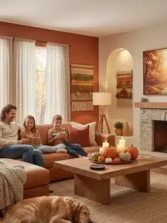 Stilvoll dekoriertes Wohnzimmer für Herbst 2026 mit Familie.