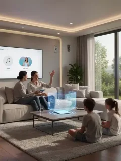 Futuristisches Smart Home Interieur mit integrierter Technologie und komfortabler Automatisierung