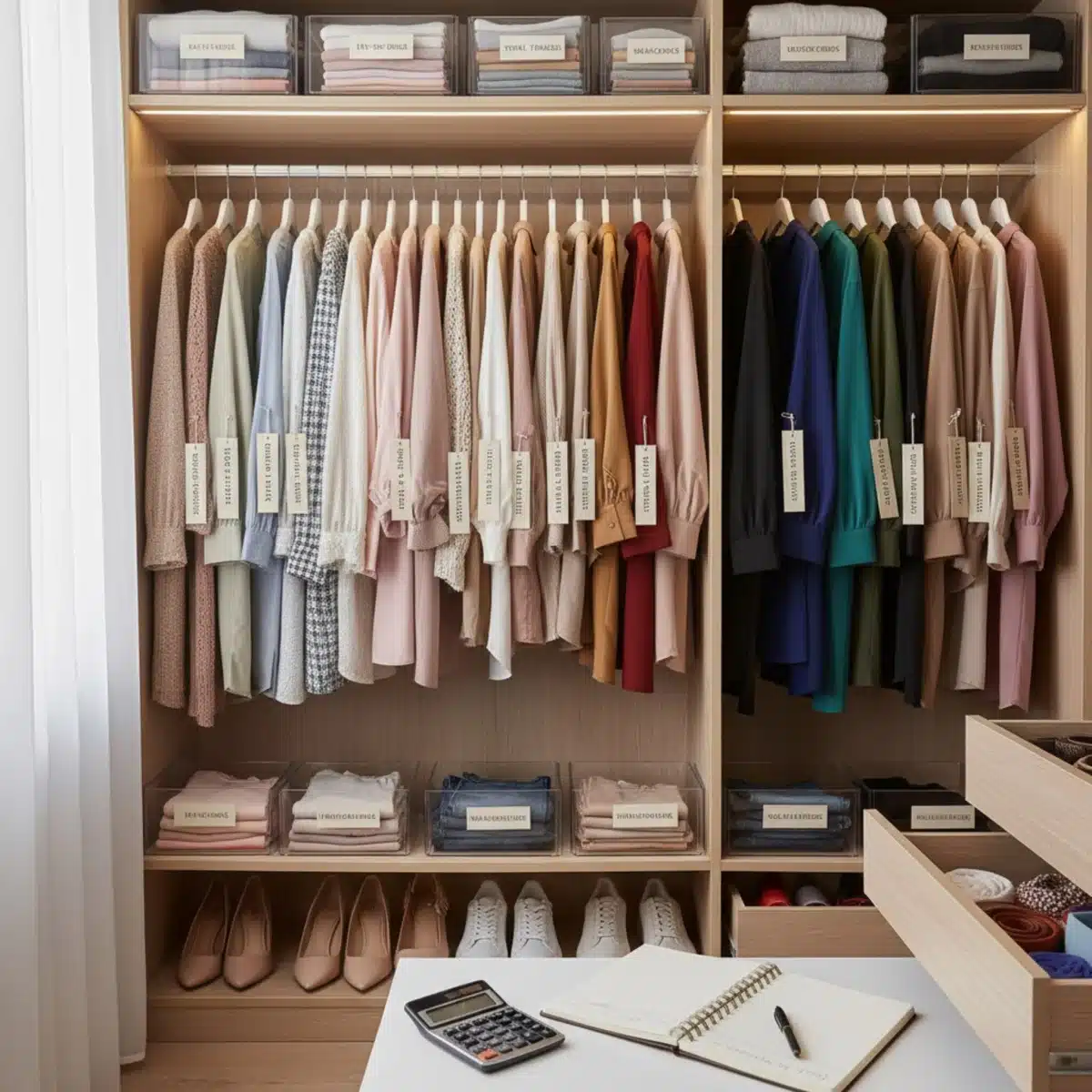 Organisierter Kleiderschrank mit vielseitigen SHEIN Kleidungsstücken