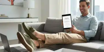 Schuh-Passform-Guide 2025: 3 Fehler beim Online-Kauf vermeiden Eine Person probiert bequem neue, perfekt passende Schuhe an, die online gekauft wurden, und vermeidet so häufige Fehler beim Schuhkauf.