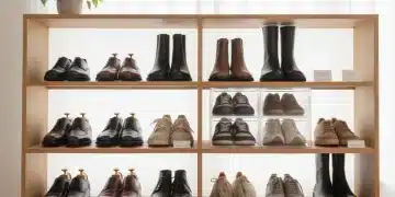 Ordentlich gelagertes Schuhregal mit verschiedenen Schuhtypen zur optimalen Aufbewahrung