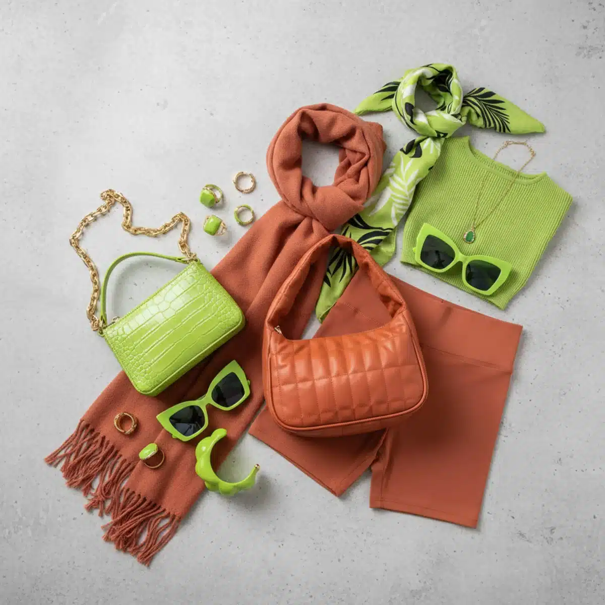 SHEIN Accessoires in Limettengrün und Terrakotta für den Frühling 2025.