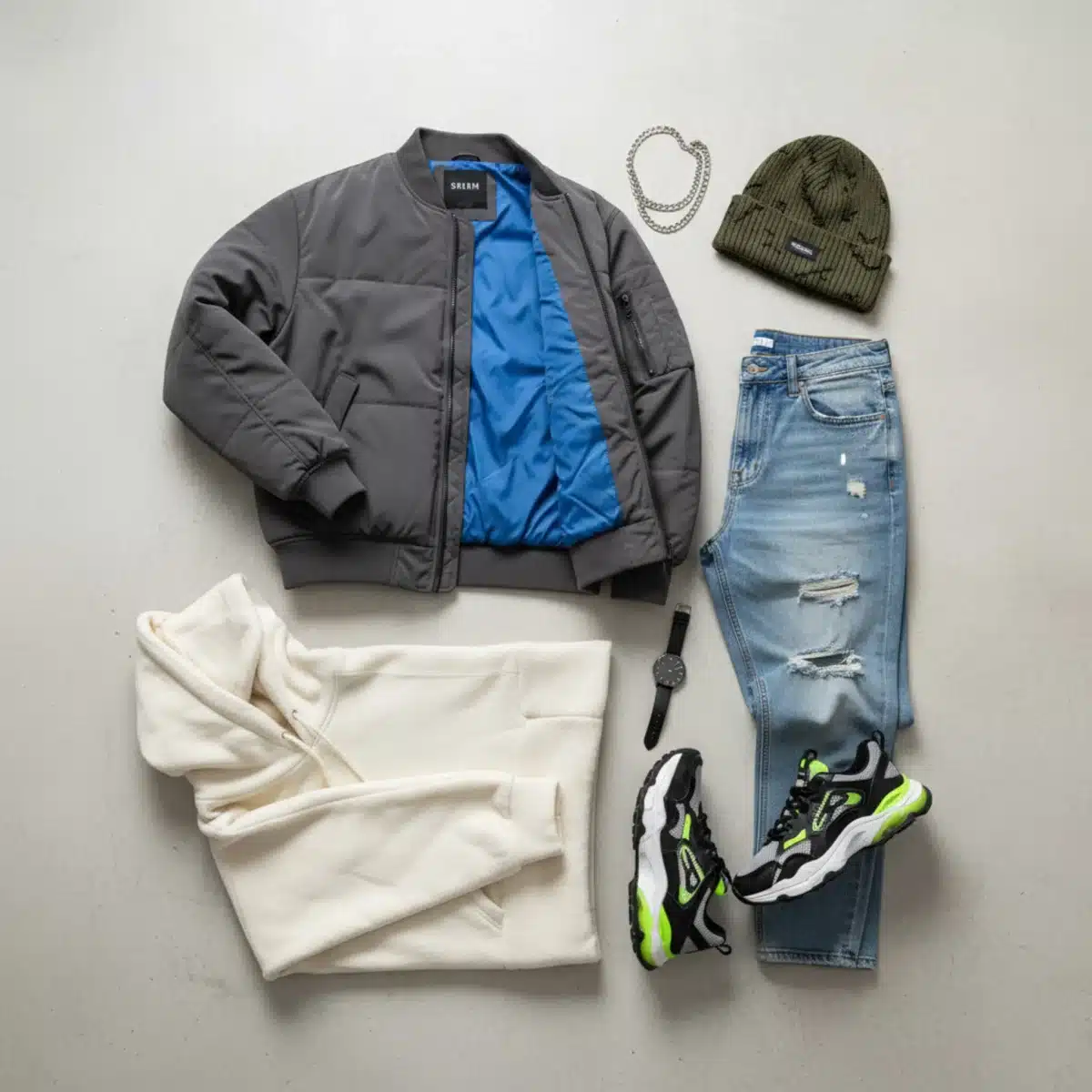 Auswahl an SHEIN Herrenmode-Essentials 2025: Jacken, Hosen, Hoodies