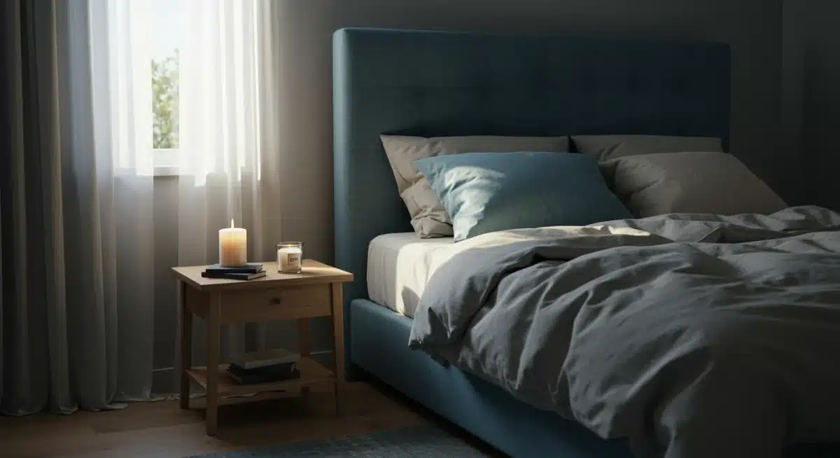 Schlafzimmer mit beruhigender Farbgestaltung und natürlichem Licht