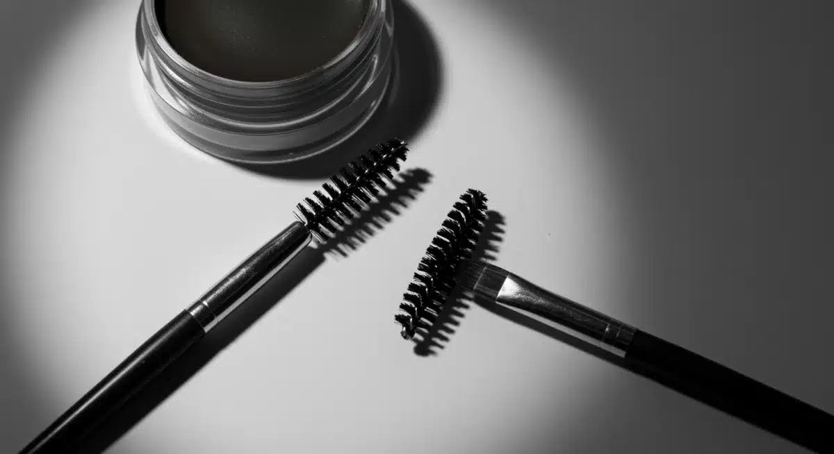 Angled eyebrow brush and spoolie for precise brow definition
