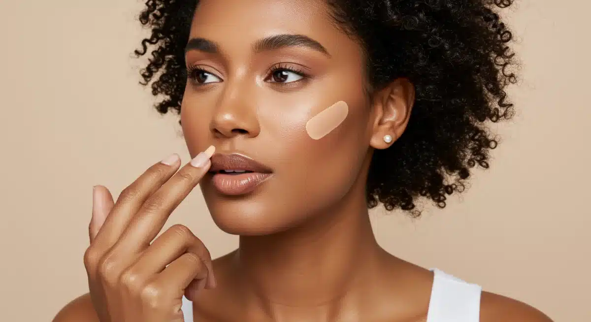 Woman applying tinted moisturizer for natural coverage