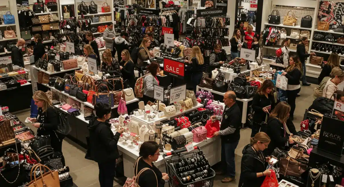 Black Friday shoppers browsing discounted accessories
