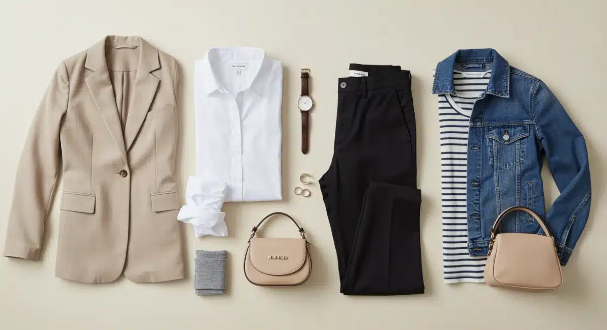 Capsule wardrobe essentials flat lay