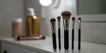 Collection of five essential makeup brushes for a flawless beauty routine in 2026