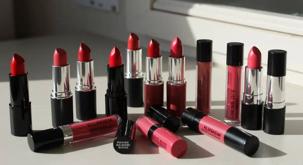 Assortment of long-wear lipstick formulas and shades