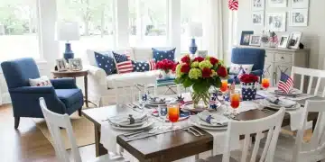 Memorial Day decorated living room with American theme