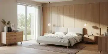 Modern bedroom with balanced furniture proportions and golden ratio design
