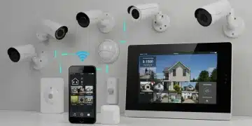 Complete smart home security system with control panel, cameras and sensors