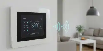 Smart Thermostats That Save 23% on Energy Bills: 2026 Performance Analysis Smart thermostat on white wall with digital display and smartphone connection