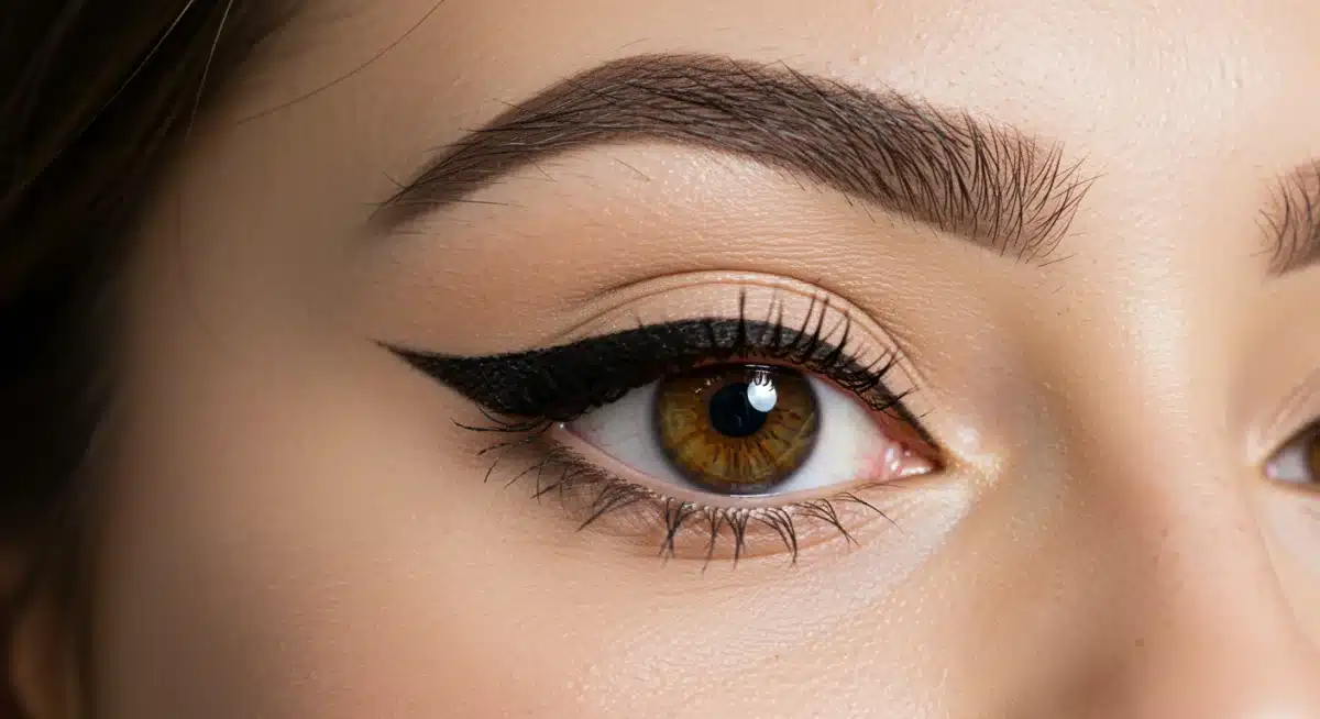 Applying subtle winged eyeliner for a daytime makeup look