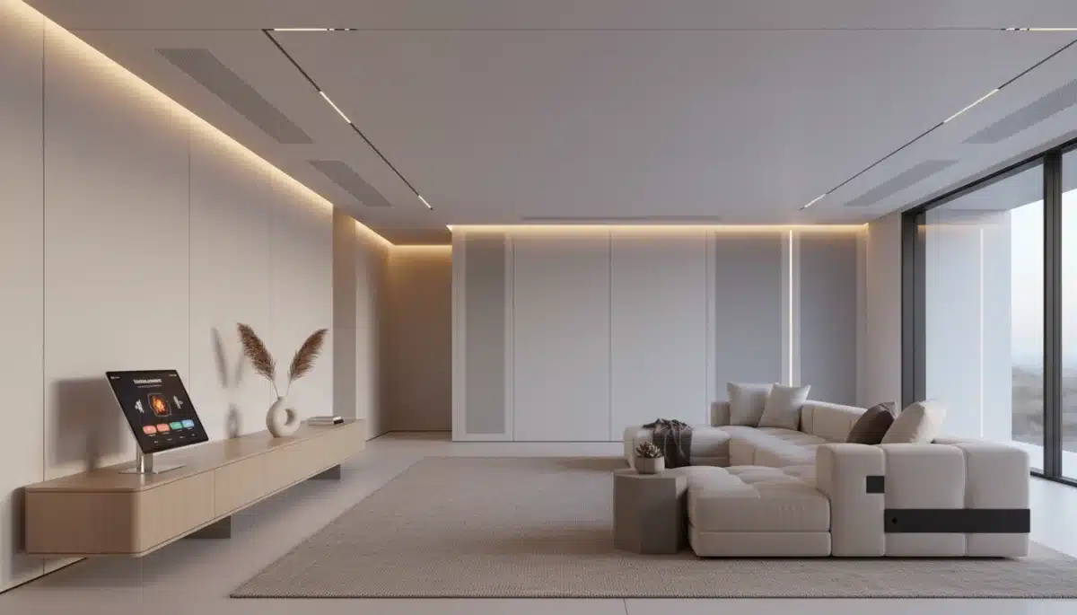 Moderne Smart-Home-Integration in saisonaler Dekoration.